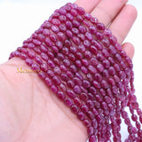 6 Line Natural Ruby Oval Cabochon Spiritual Healing Gemstone Beads Strand 925 Silver Necklace