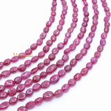 6 Line Natural Ruby Oval Cabochon Spiritual Healing Gemstone Beads Strand 925 Silver Necklace