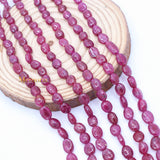6 Line Natural Ruby Oval Cabochon Spiritual Healing Gemstone Beads Strand 925 Silver Necklace