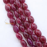 4 Line Natural Ruby Oval Cabochon Spiritual Healing Gemstone Beads Strand 925 Silver Necklace