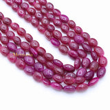 4 Line Natural Ruby Oval Cabochon Spiritual Healing Gemstone Beads Strand 925 Silver Necklace