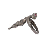 Snake Design Natural Ruby Gemstone and Diamond 925 Sterling Silver Ring
