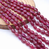 4 Line Natural Ruby Oval Cabochon Spiritual Healing Gemstone Beads Strand 925 Silver Necklace