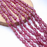 Certified 4 Line Natural Ruby Oval Cabochon Spiritual Healing Gemstone Beads Strand 925 Silver Necklace