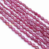 Certified 4 Line Natural Ruby Oval Cabochon Spiritual Healing Gemstone Beads Strand 925 Silver Necklace