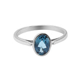 925 Sterling Silver London Blue Topaz Gemstone Silver Oval Shaped Rings