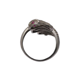 Snake Design Natural Ruby Gemstone and Diamond 925 Sterling Silver Ring