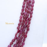 Certified 4 Line Natural Ruby Oval Cabochon Spiritual Healing Gemstone Beads Strand 925 Silver Necklace