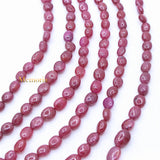 Certified 6 Line Natural Ruby Oval Cabochon Spiritual Healing Gemstone Beads Strand 925 Silver Necklace