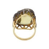 Lemon Quartz Gemstone and Diamond 925 Sterling Silver Gold Plated Ring