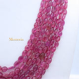 Certified 7 Line Natural Ruby Oval Cabochon Spiritual Healing Gemstone Beads Strand 925 Silver Necklace