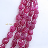 4 Layered Natural Ruby Oval Cabochon Spiritual Healing Gemstone Beads Strand 925 Silver Necklace