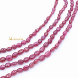 4 Layered Natural Ruby Oval Cabochon Spiritual Healing Gemstone Beads Strand 925 Silver Necklace