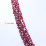 4 Layered Natural Ruby Oval Cabochon Spiritual Healing Gemstone Beads Strand 925 Silver Necklace