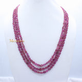 3 Layered Natural Ruby Oval Cabochon Spiritual Healing Gemstone Beads Strand 925 Silver Necklace