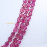 3 Layered Natural Ruby Oval Cabochon Spiritual Healing Gemstone Beads Strand 925 Silver Necklace
