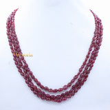 3 Layered Natural Ruby Oval Cabochon Spiritual Healing Gemstone Beads Strand 925 Silver Necklace