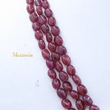 3 Layered Natural Ruby Oval Cabochon Spiritual Healing Gemstone Beads Strand 925 Silver Necklace