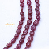3 Layered Natural Ruby Oval Cabochon Spiritual Healing Gemstone Beads Strand 925 Silver Necklace