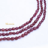 3 Layered Natural Ruby Oval Cabochon Spiritual Healing Gemstone Beads Strand 925 Silver Necklace
