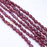 3 Layered Natural Ruby Oval Cabochon Spiritual Healing Gemstone Beads Strand 925 Silver Necklace