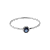 Natural Round Cut Blue Sapphire Gemstone 925 Sterling Silver Dainty Ring