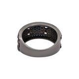 Blue Sapphire Gemstone With Diamond 925 Silver Black Rhodium Plated Ring