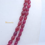 2 Line Natural Ruby Oval Cabochon Spiritual Healing Gemstone Beads Strand 925 Silver Necklace