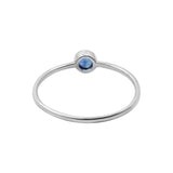 Natural Round Cut Blue Sapphire Gemstone 925 Sterling Silver Dainty Ring