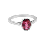 Natural Oval Shaped Pink Tourmaline Gemstone 925 Sterling Silver Ring