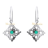 Natural Drop Dangle Green Onyx Gemstone 925 Sterling Silver Earring