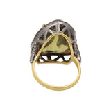 Lemon Quartz Gemstone and Diamond 925 Sterling Silver Ring