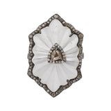 Natural Chalcedony Gemstone and Diamond 925 Sterling Silver Ring