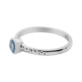 Natural Blue Topaz Gemstone 925 Sterling Silver Hammered Ring