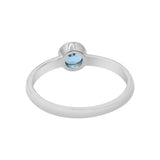 Natural Blue Topaz Gemstone 925 Sterling Silver Hammered Ring