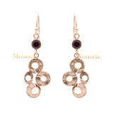Natural Garnet Gemstone 925 Sterling Silver Gold Plated Drop Earring
