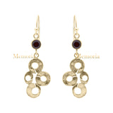 Natural Garnet Gemstone 925 Sterling Silver Gold Plated Drop Earring