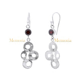 Natural Garnet Gemstone 925 Sterling Silver Gold Plated Drop Earring