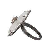 Natural Chalcedony Gemstone and Diamond 925 Sterling Silver Ring