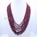 2 Line Natural Ruby Oval Cabochon Spiritual Healing Gemstone Beads Strand 925 Silver Necklace
