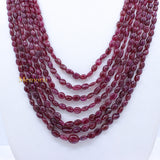 2 Line Natural Ruby Oval Cabochon Spiritual Healing Gemstone Beads Strand 925 Silver Necklace