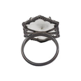 Natural Chalcedony Gemstone and Diamond 925 Sterling Silver Ring