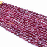 2 Line Natural Ruby Oval Cabochon Spiritual Healing Gemstone Beads Strand 925 Silver Necklace
