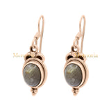Golden Rutilated Quartz Gemstone 925 Sterling Silver Gold Plated Drop Earring
