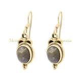 Golden Rutilated Quartz Gemstone 925 Sterling Silver Gold Plated Drop Earring