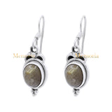 Golden Rutilated Quartz Gemstone 925 Sterling Silver Gold Plated Drop Earring
