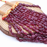 2 Line Natural Ruby Oval Cabochon Spiritual Healing Gemstone Beads Strand 925 Silver Necklace