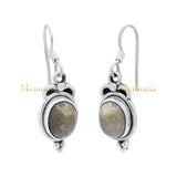 Golden Rutilated Quartz Gemstone 925 Sterling Silver Gold Plated Drop Earring