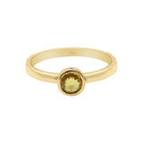 Natural Yellow Sapphire Gemstone 925 Sterling Silver Gold Plated Hammered Ring