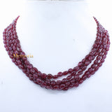Certified 5 Line Natural Ruby Oval Cabochon Spiritual Healing Gemstone Beads Strand Necklace